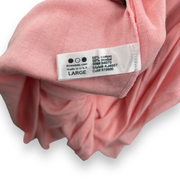 Three Dots Light Pink Knot Front Top Size Large Cotton Modal Draped Twist Wrap - Picture 10 of 10